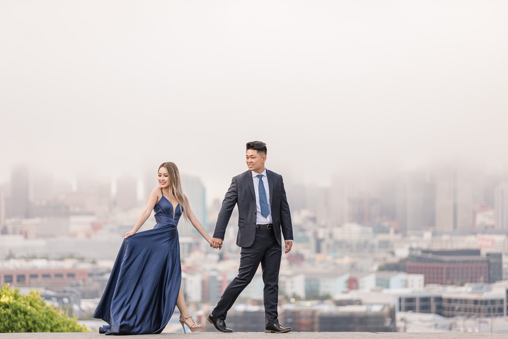 San Francisco urban engagement photo with city in the background
