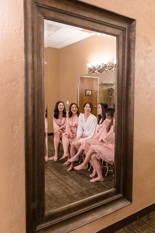 girls chatting candidly at venue's bridal room