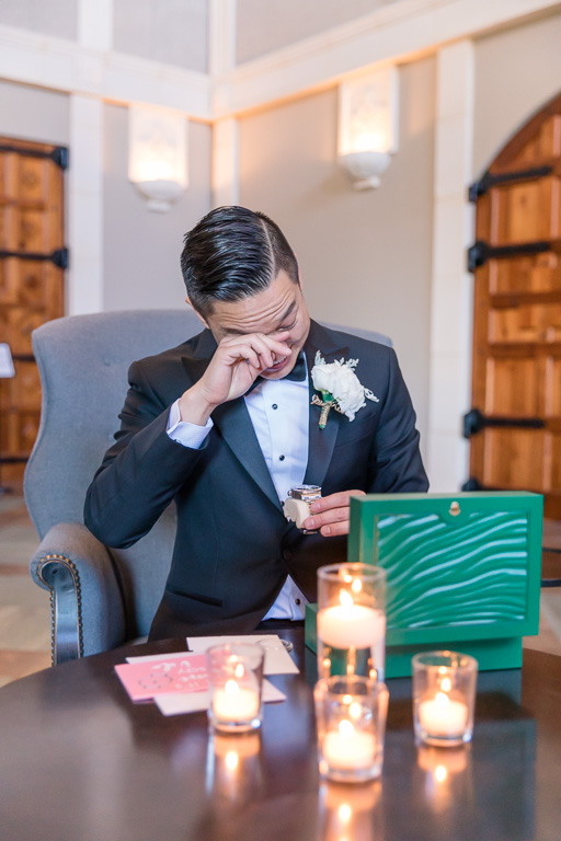 Casa Real wedding - groom got emotional at the gift exchange when he saw the Rolex watch