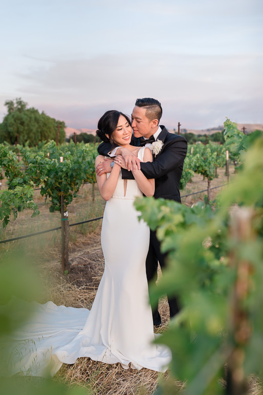 romantic wedding portrait inside Casa Real vineyards