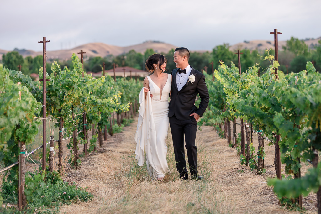 Casa Real vineyard wedding photo with rolling hills in the background