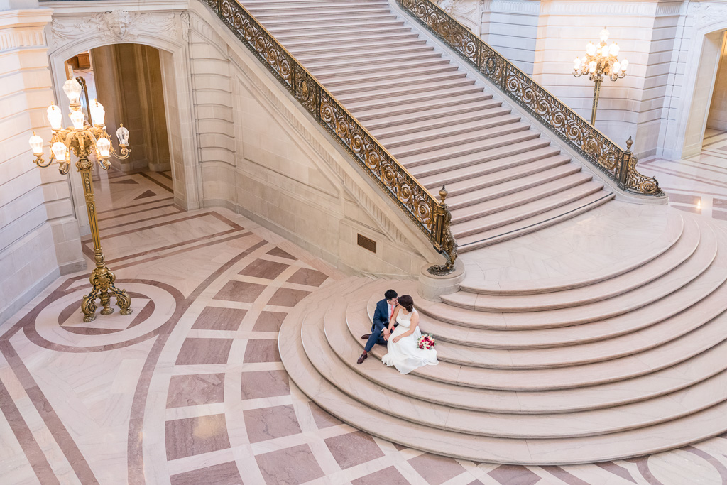 SF City Hall main hall bride and groom picture