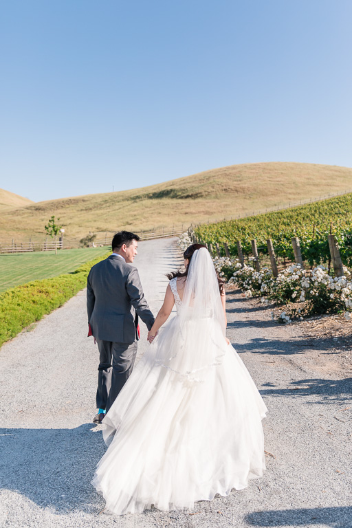 wedding recessional towards the hills