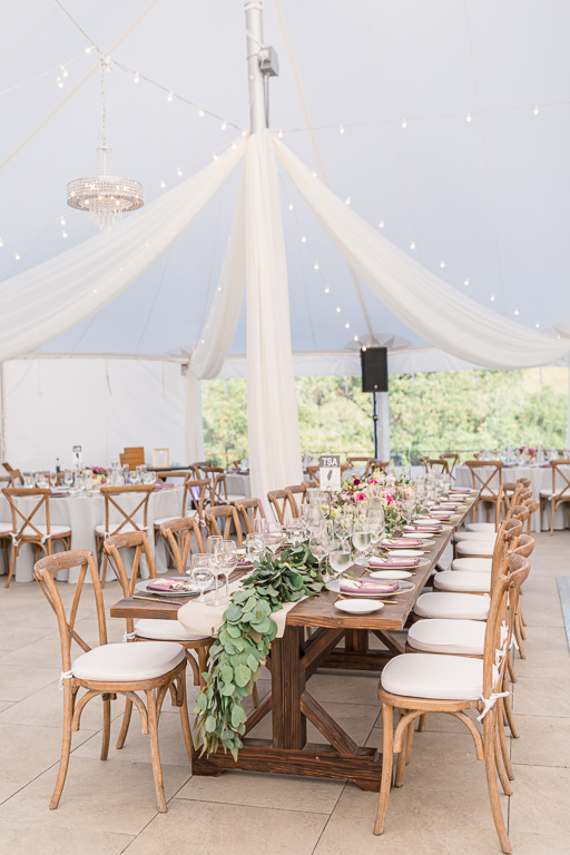 Nella Terra Cellars wedding reception tent setup
