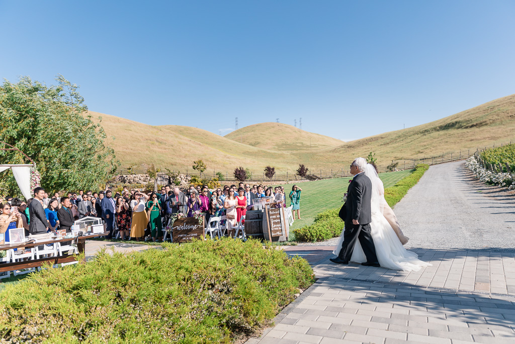 wedding processional in the most beautiful setting surrounded by mountains