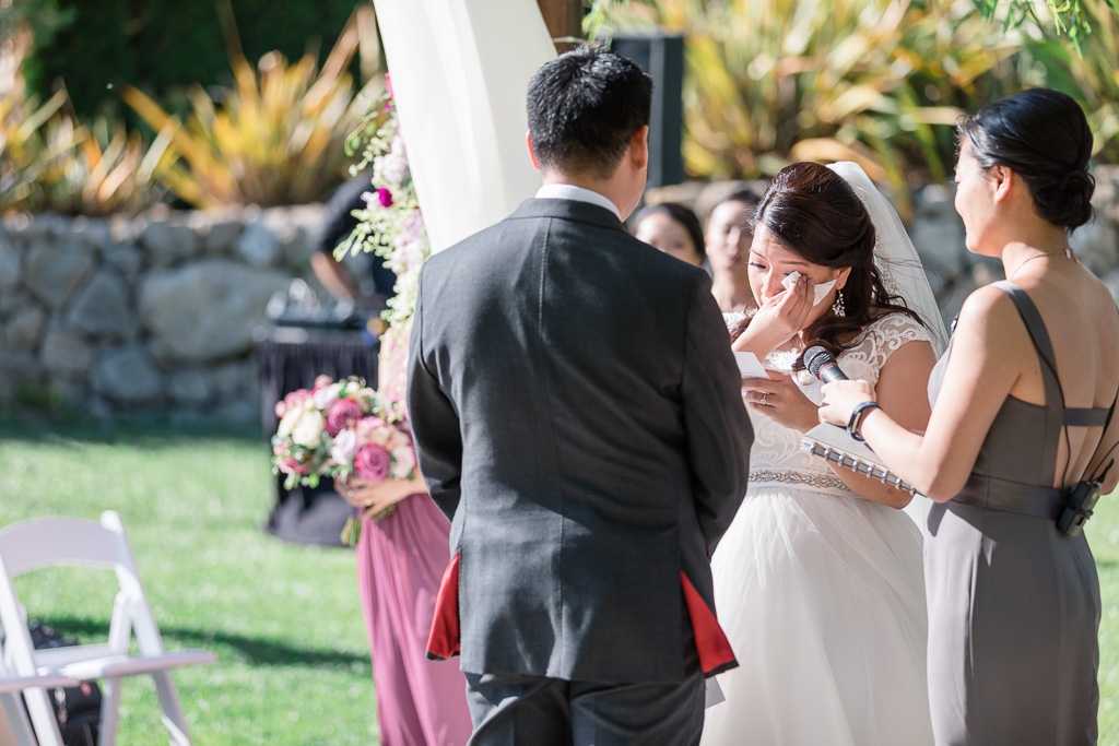 bride got emotional during their personal vow exchange