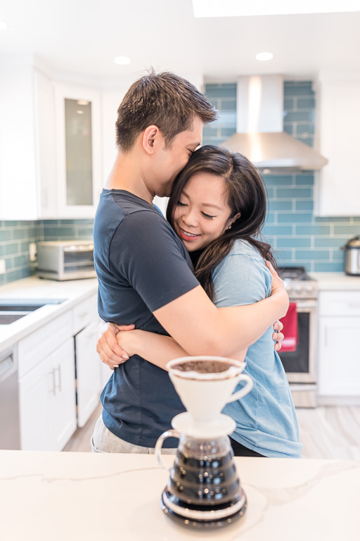 candid and natural in home engagement session in San Francisco