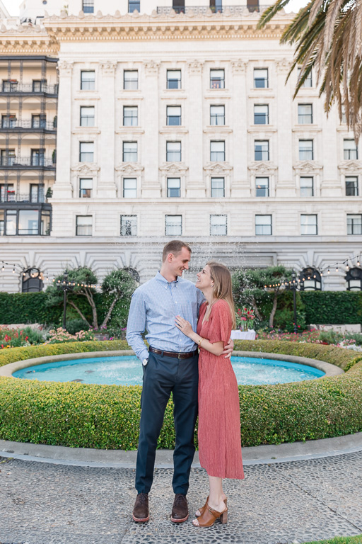 they got engaged at right this spot with the Fairmont fountain in the background