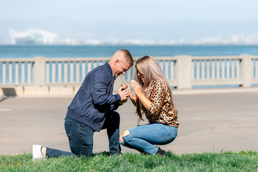 precious reaction during a San Francisco surprise marriage proposal