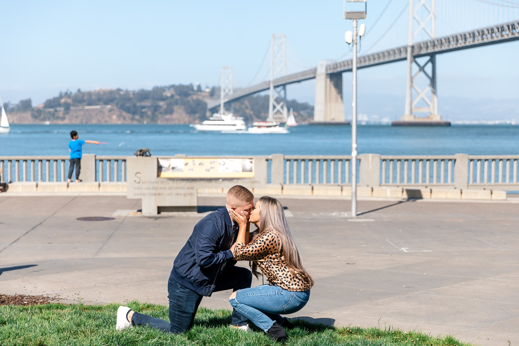 surprise engagement happened in front of the Bay Bridge