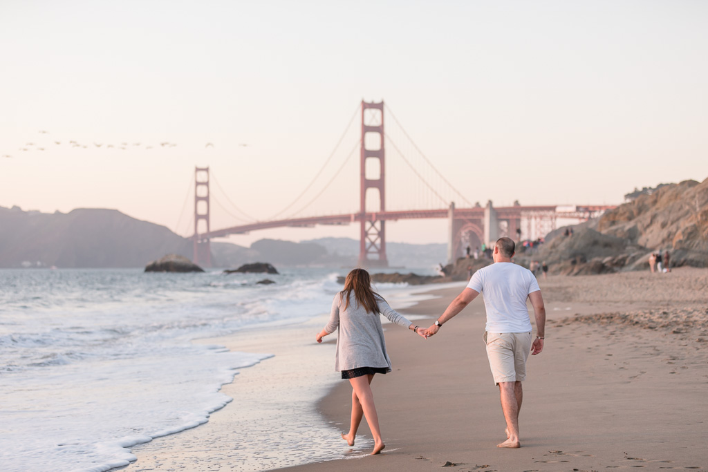 Golden Gate Bridge beach engagement picture