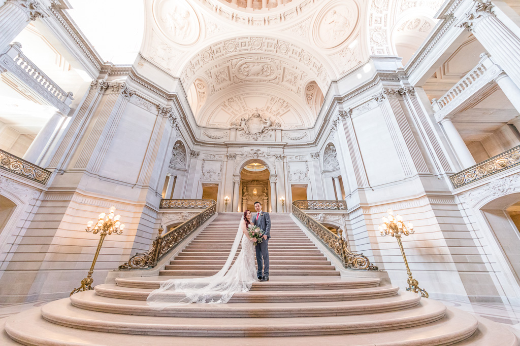 gorgeous San Francisco city hall wedding portrait