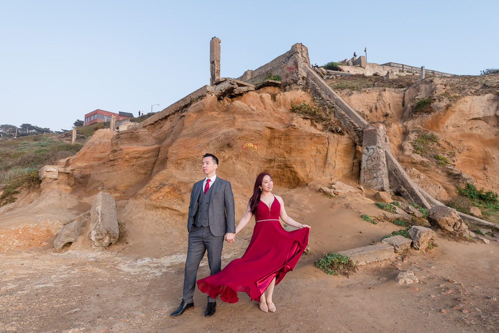 engagement photo under the Cliff House
