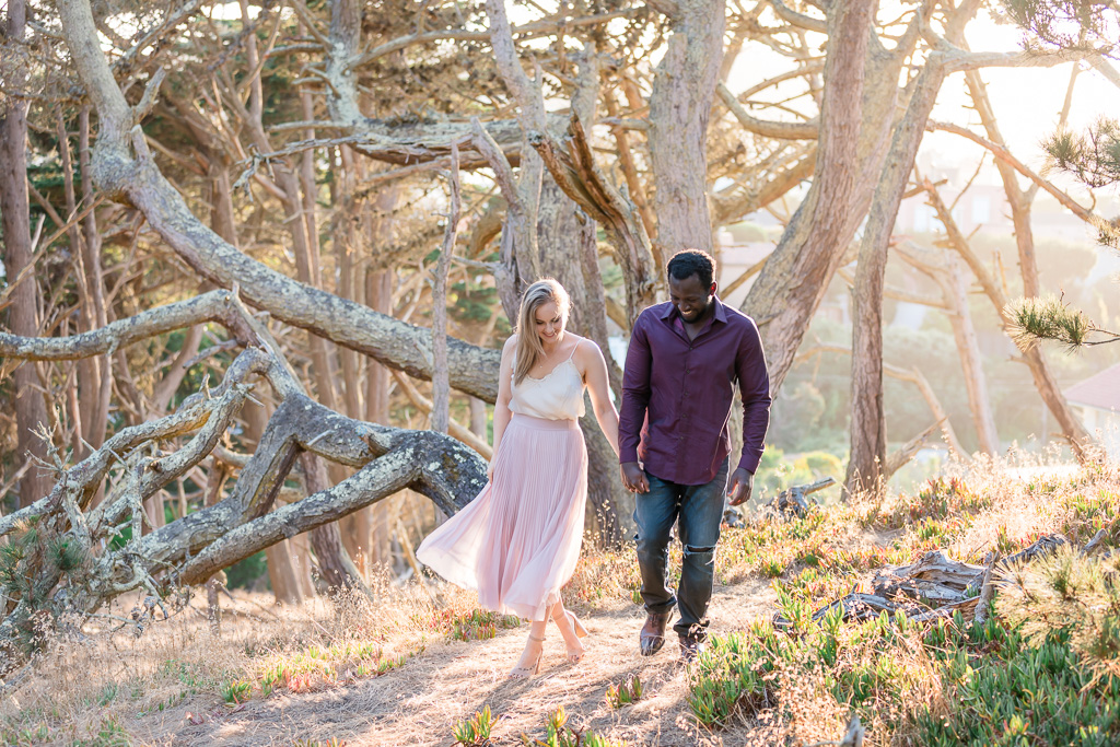 candid and radiant engagement session at Baker Beach