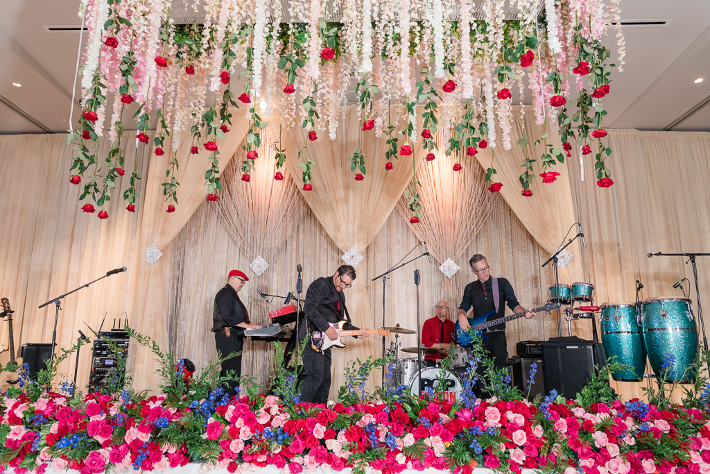wedding stage area with the band playing