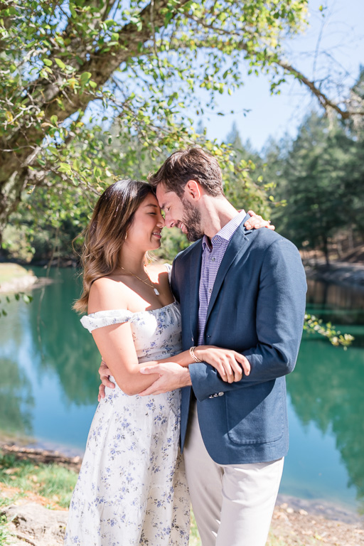 Calistoga engagement photo by the pond