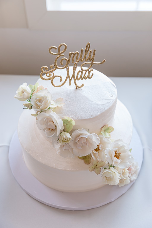 wedding cake with simple floral decor