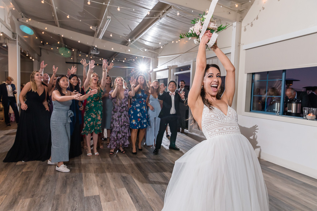 tossing the bridal bouquet