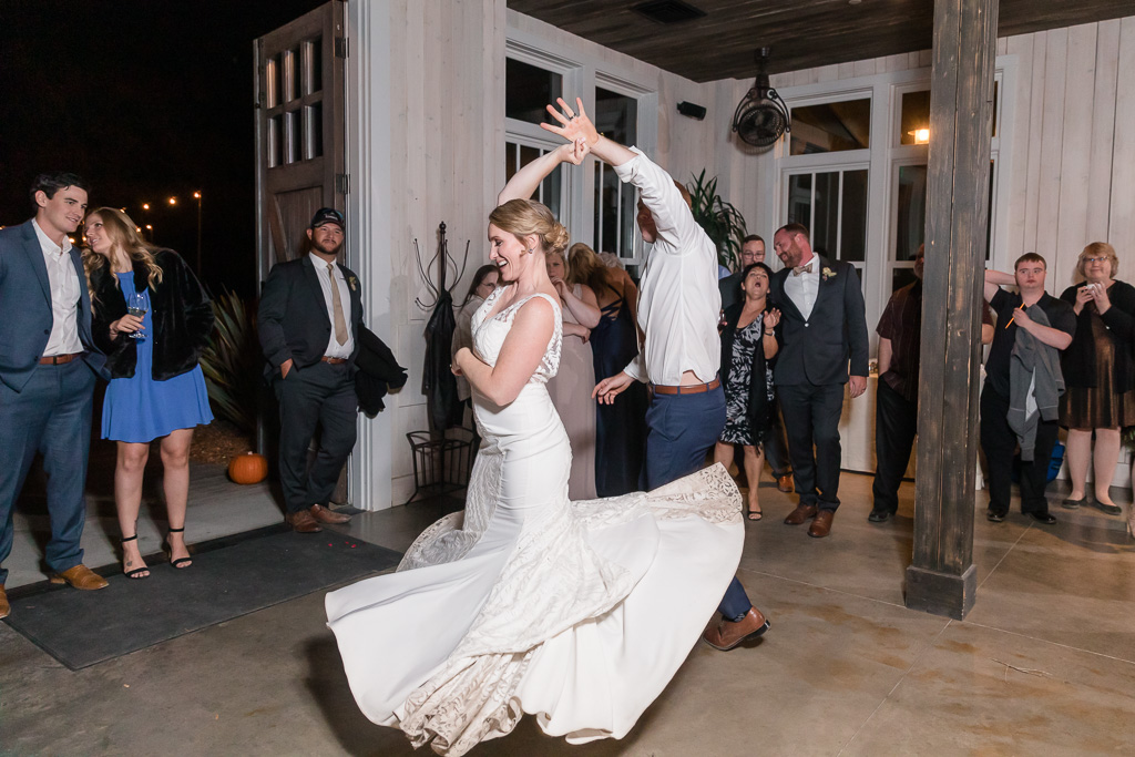 newlyweds' first dance twirl