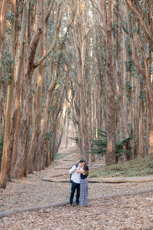 romantic San Francisco tree tunnel engagement photo
