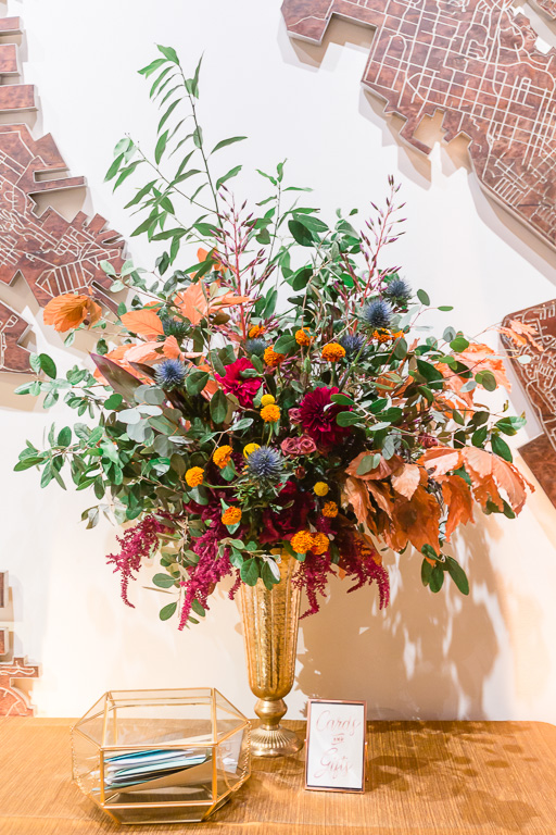 lush and vibrant Fall color wedding floral design at The Pearl SF
