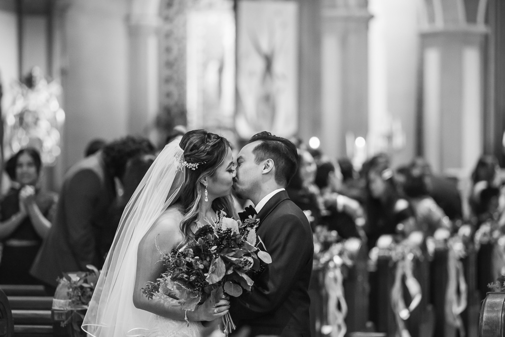 Mission Dolores Basilica church wedding ceremony first kiss