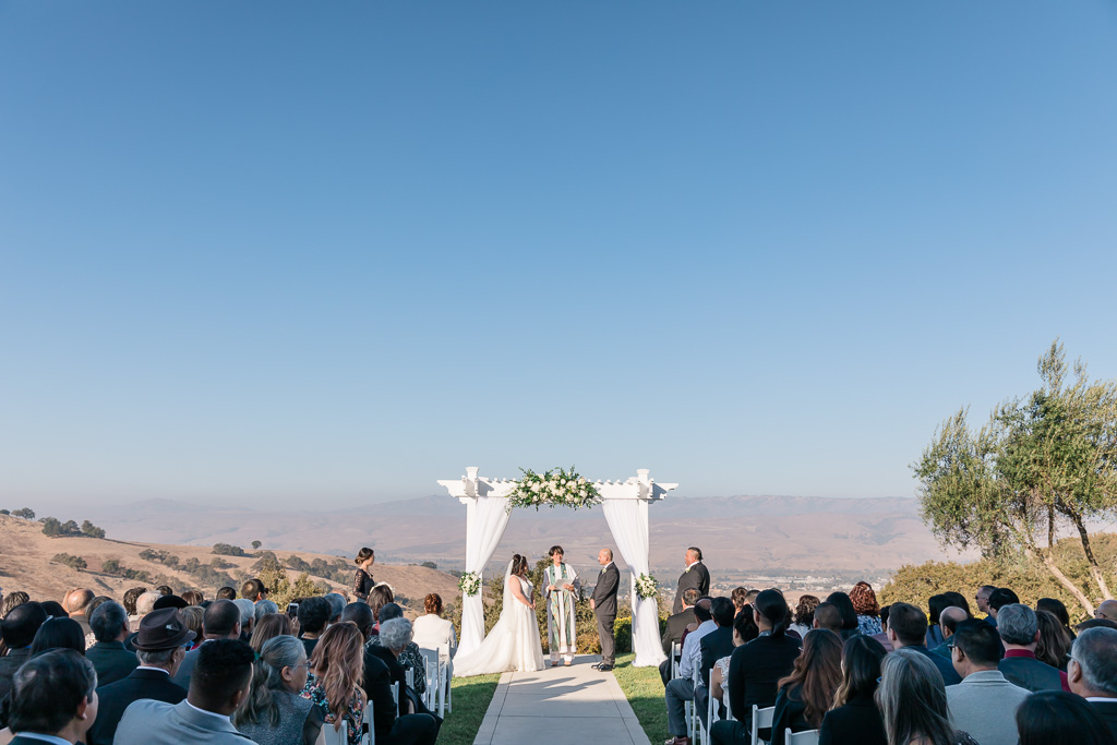 Willow Heights Mansion wedding ceremony overlooking the rolling mountains