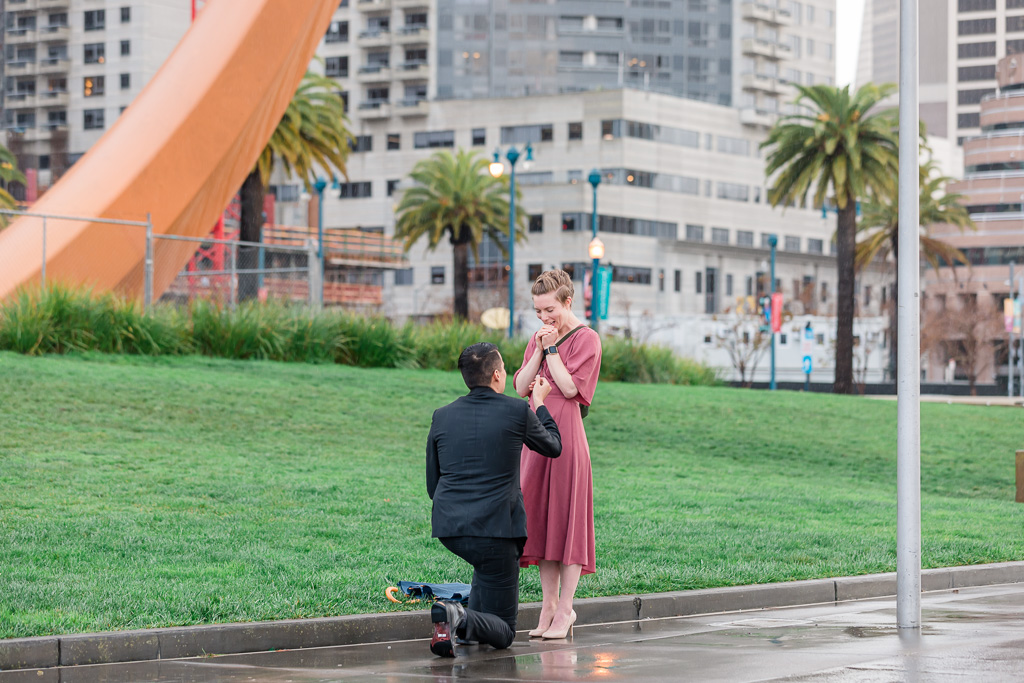 cute reaction to surprise proposal at Cupid’s Span