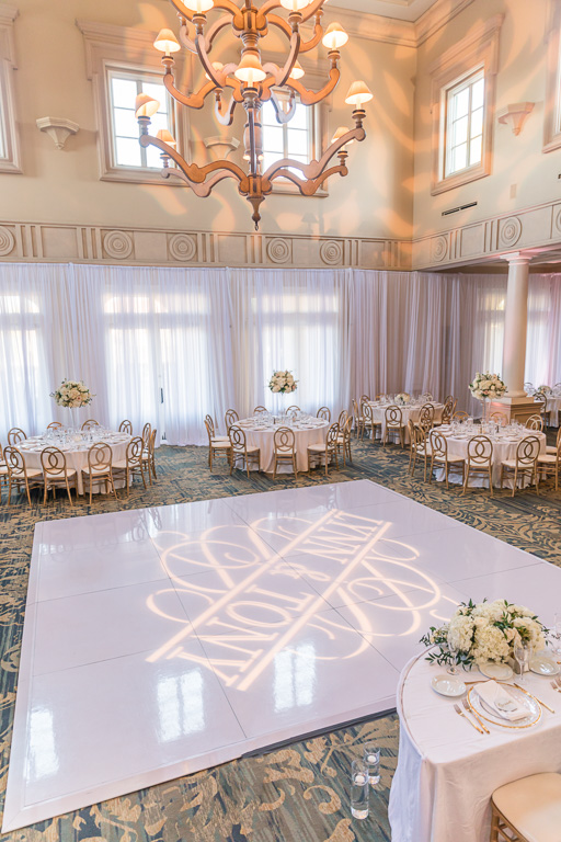 glossy white wedding dance floor