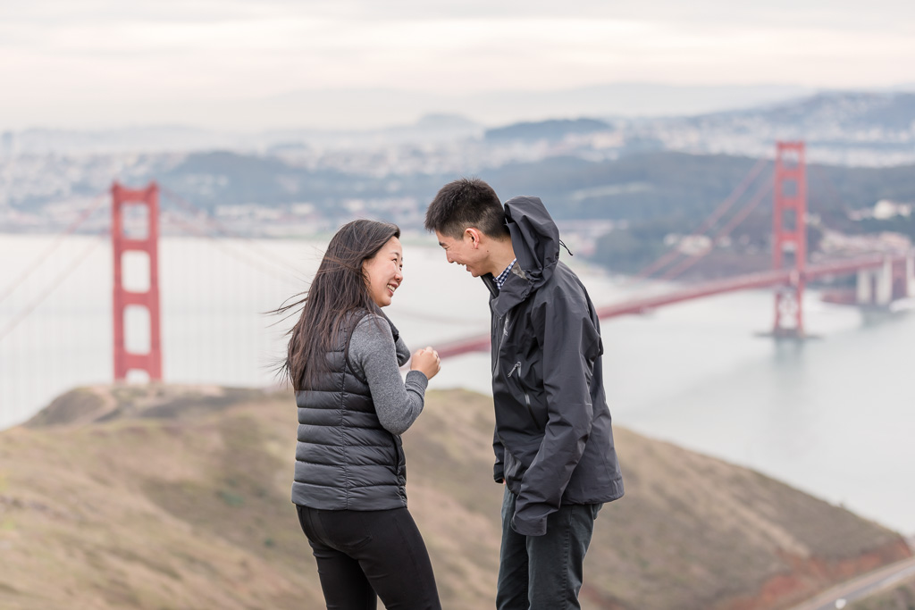 marriage proposal near Golden Gate Bridge