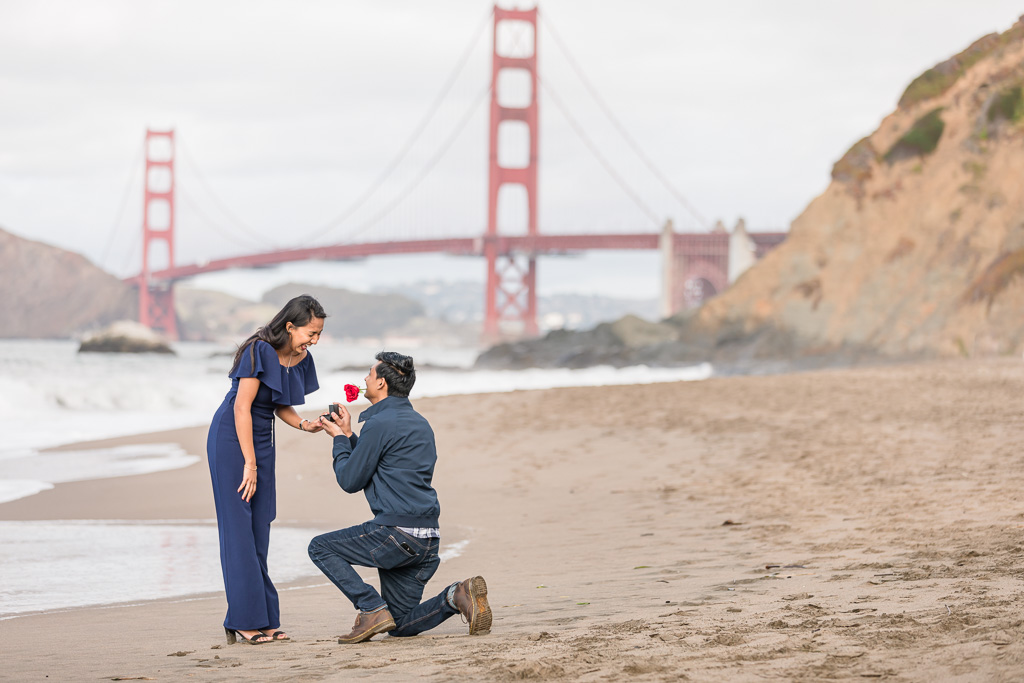surprise marriage proposal at San Francisco's most popular beach