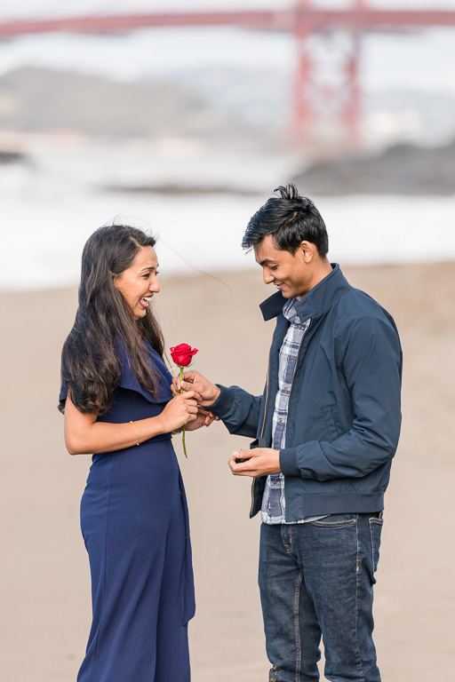 he gave her a rose that he's been hiding this whole time