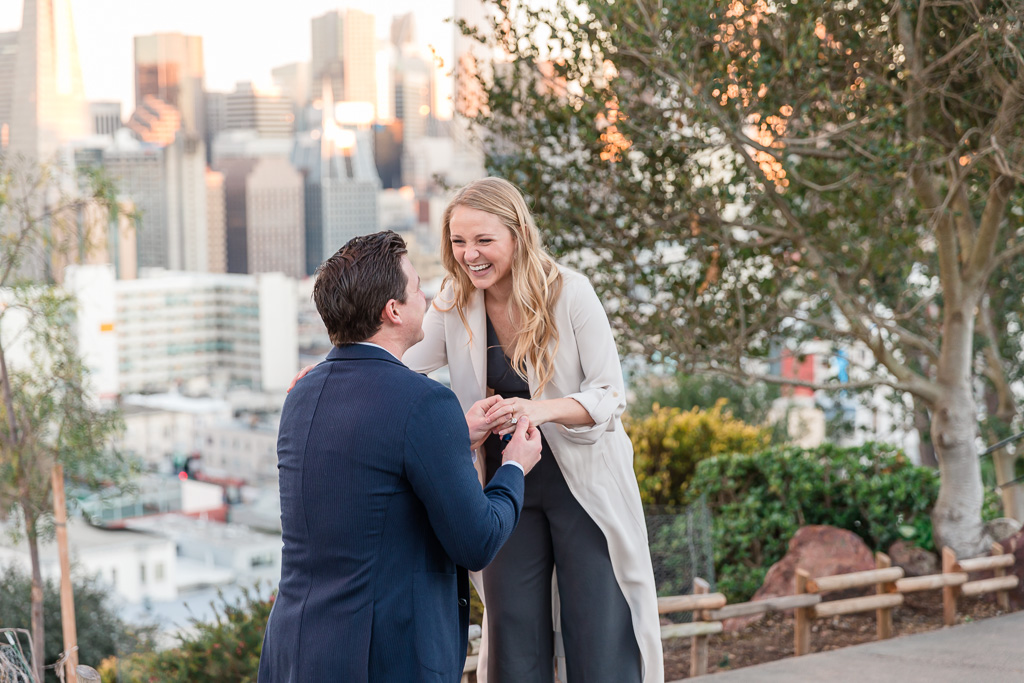 San Francisco city park surprise engagement proposal