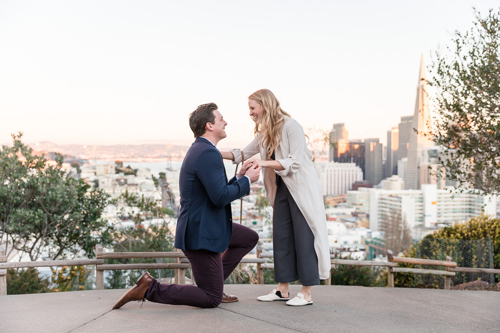 San Francisco Ina Coolbrith Park surprise proposal at sunset