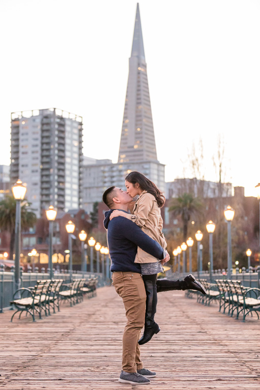 SF downtown engagement photo