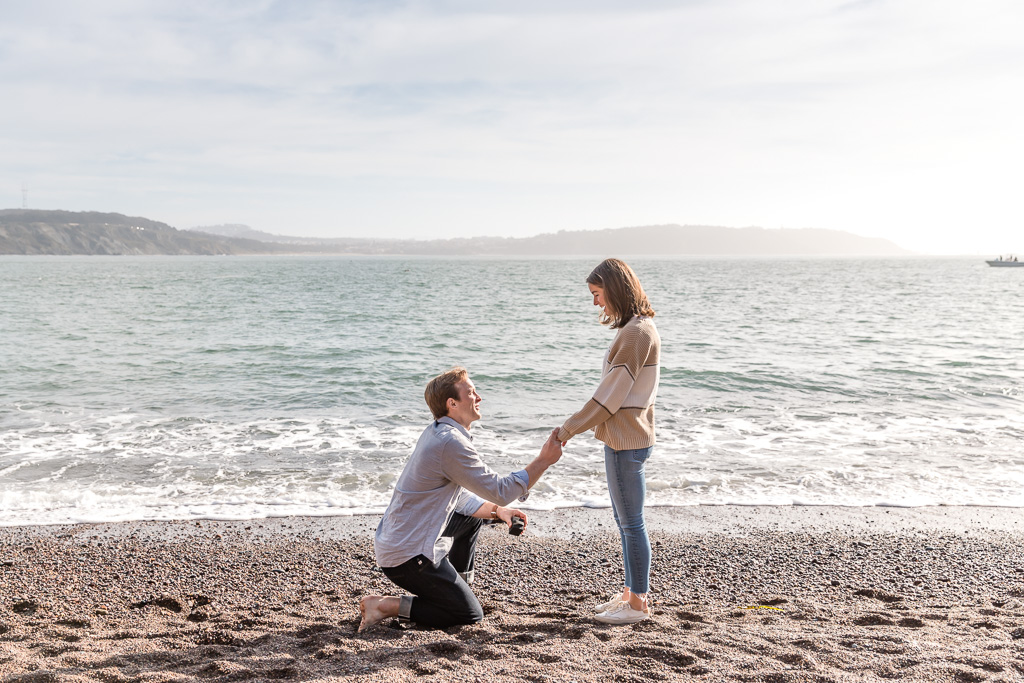 Marin beach surprise proposal