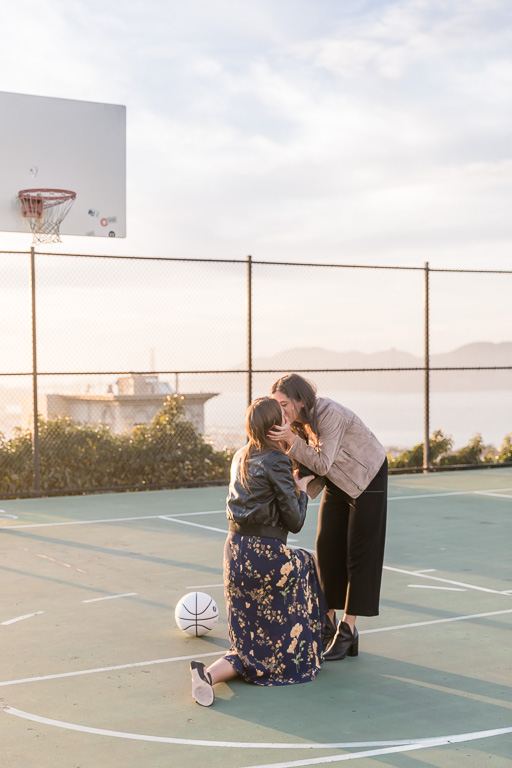 basketball court surprise proposal in San Francisco
