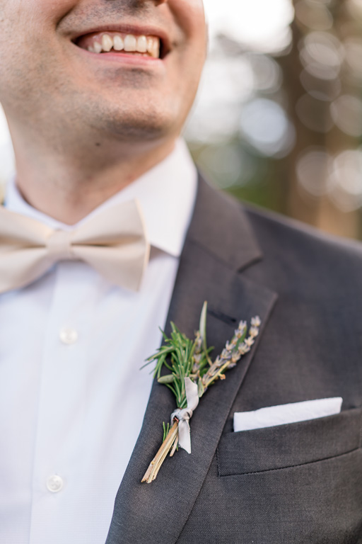 close-up of the boutonniere