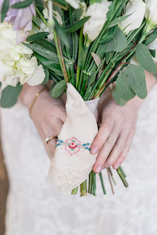 details on bride's handkerchief