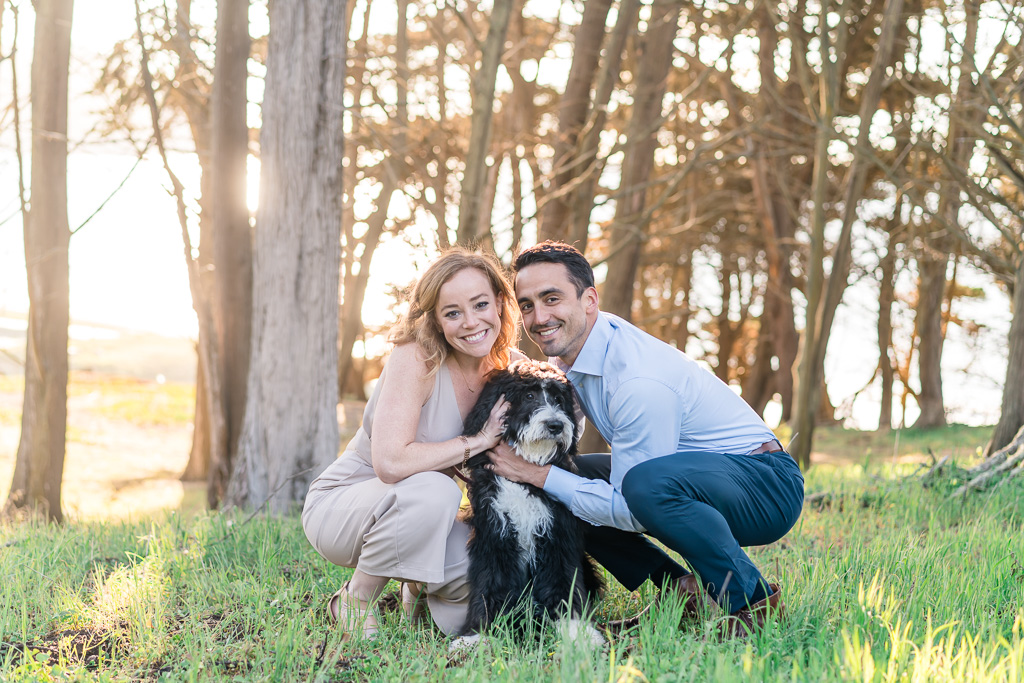 couple incorporated their beloved puppy into their outdoor engagement session