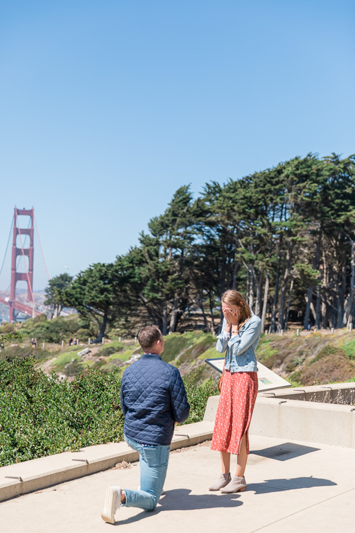 Golden Gate Bridge vista point surprise engagement
