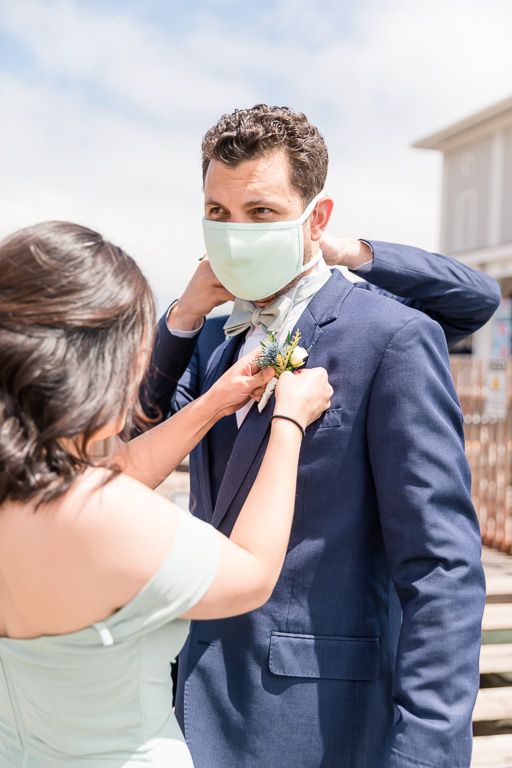 pandemic wedding groom getting ready