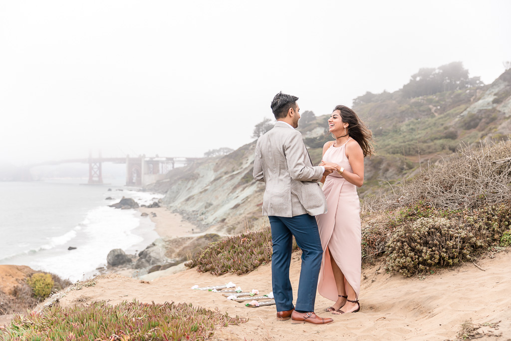 foggy San Francisco surprise engagement