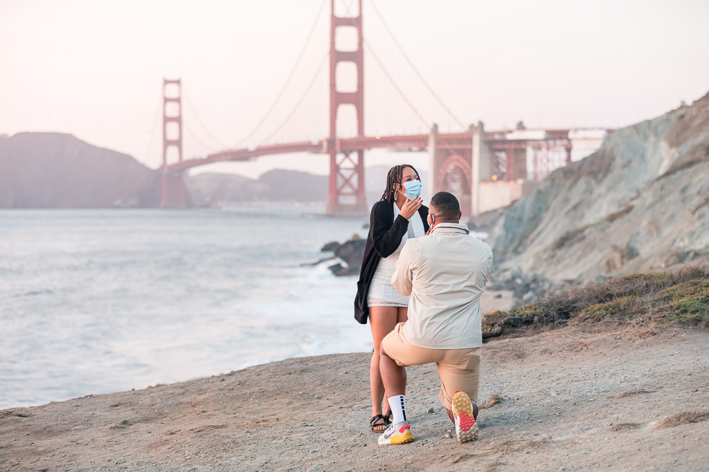 Golden Gate Bridge surprise proposal during Covid-19