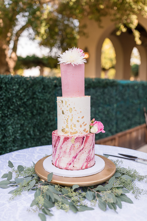 pink marbled wedding cake by Sweeeeet