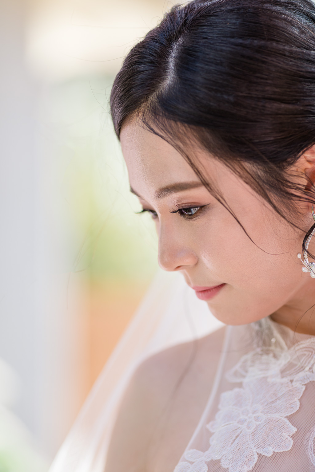 close-up crop of beautiful bride