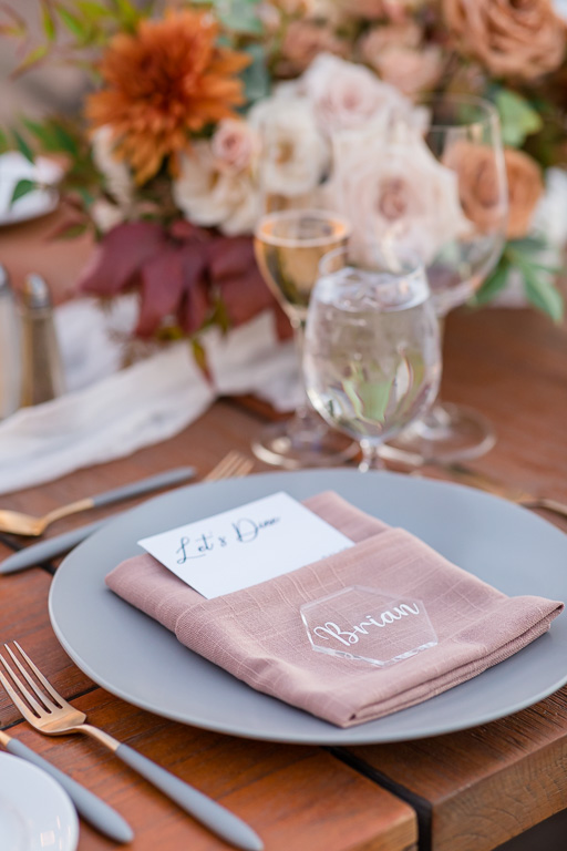 wedding reception personalized table setting