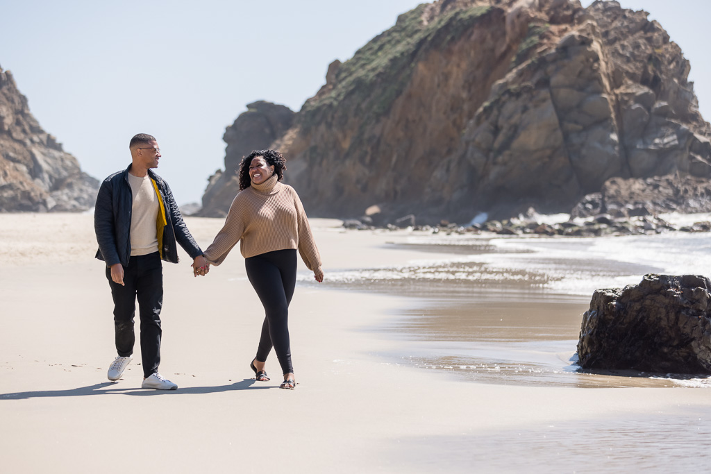 engagement photo at iconic Pfeiffer Beach in Big Sur