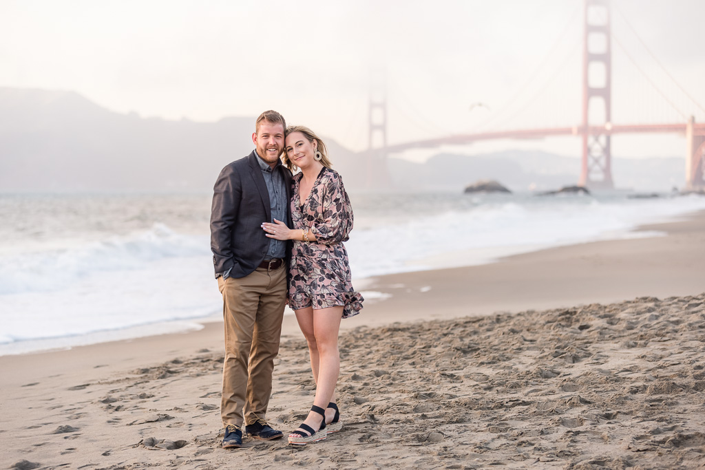 this couple got engaged at the most popular beach in San Francisco