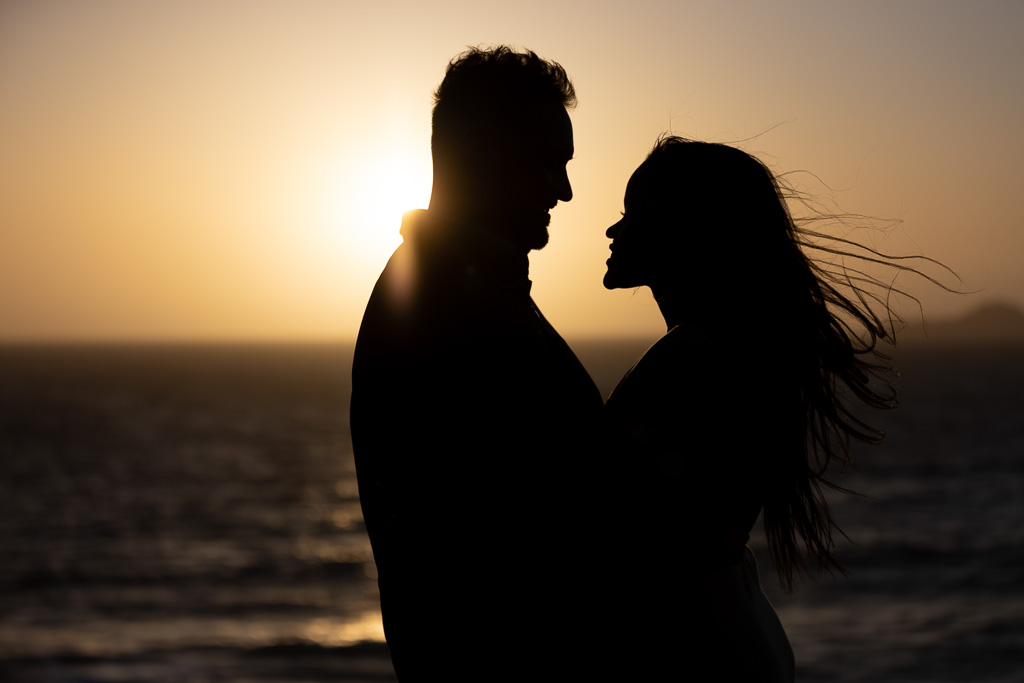 sunset silhouette save the date photo